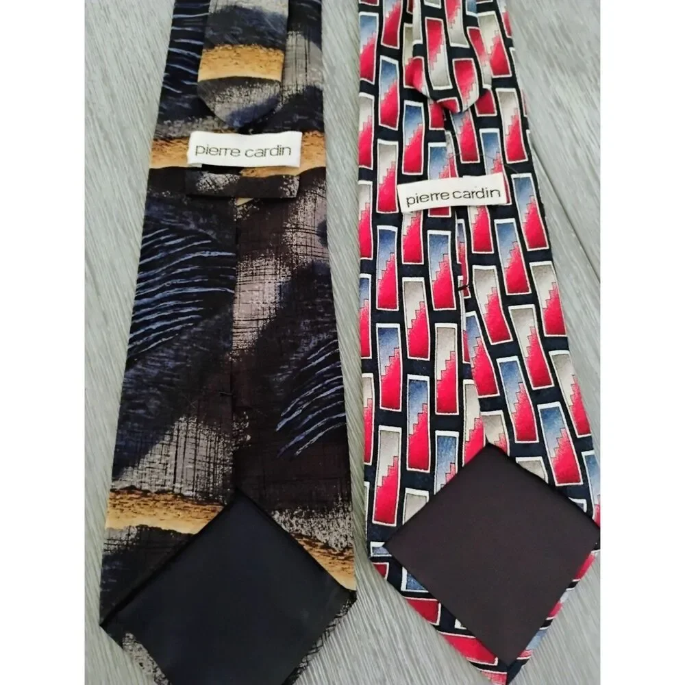 Pierre Cardin Mens Vintage Silk Printed Designer Ties